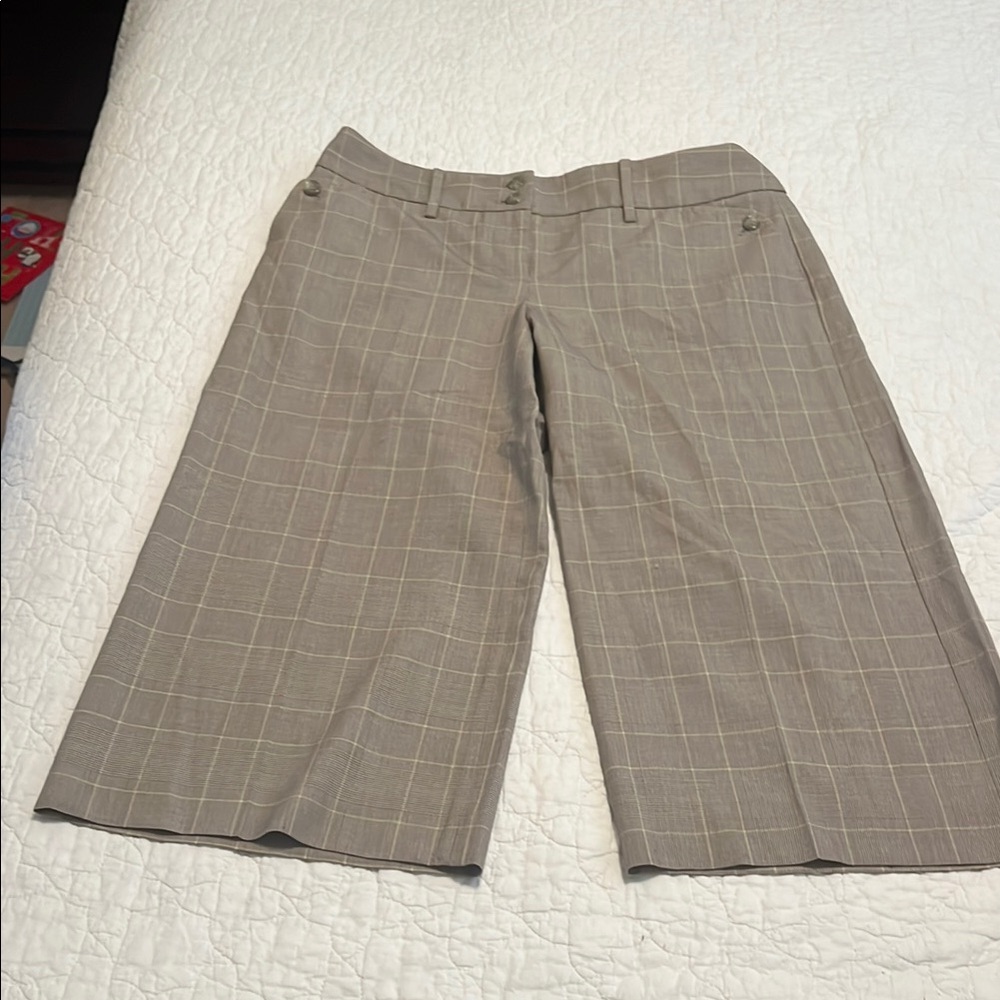 Plaid Wide-Leg Cropped Pants